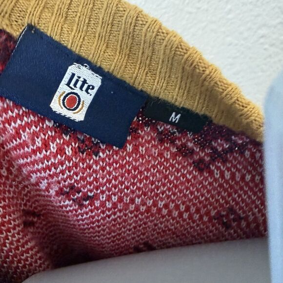 Miller Light Funny Ugly Christmas Sweater Mens Sz MED Beer Snowflakes Pullover - Picture 3 of 5